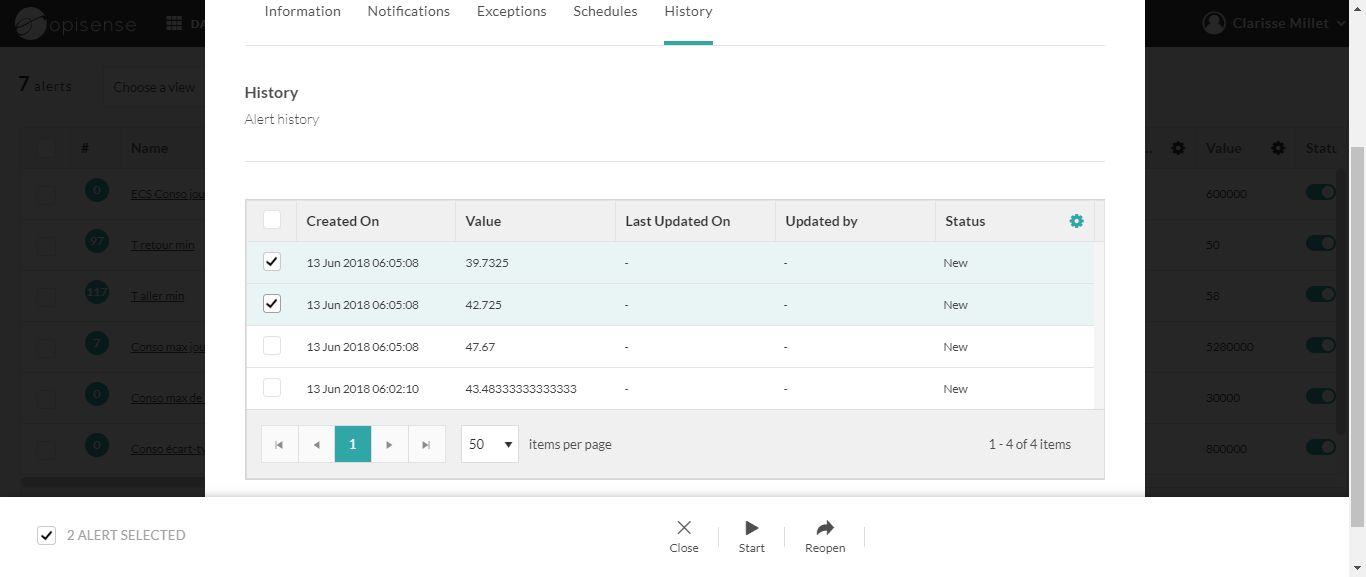 network alert history onsip