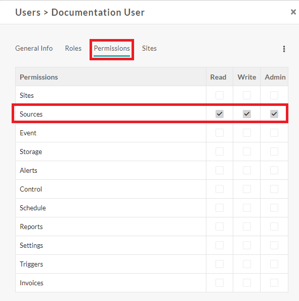 Manual Index User Rights