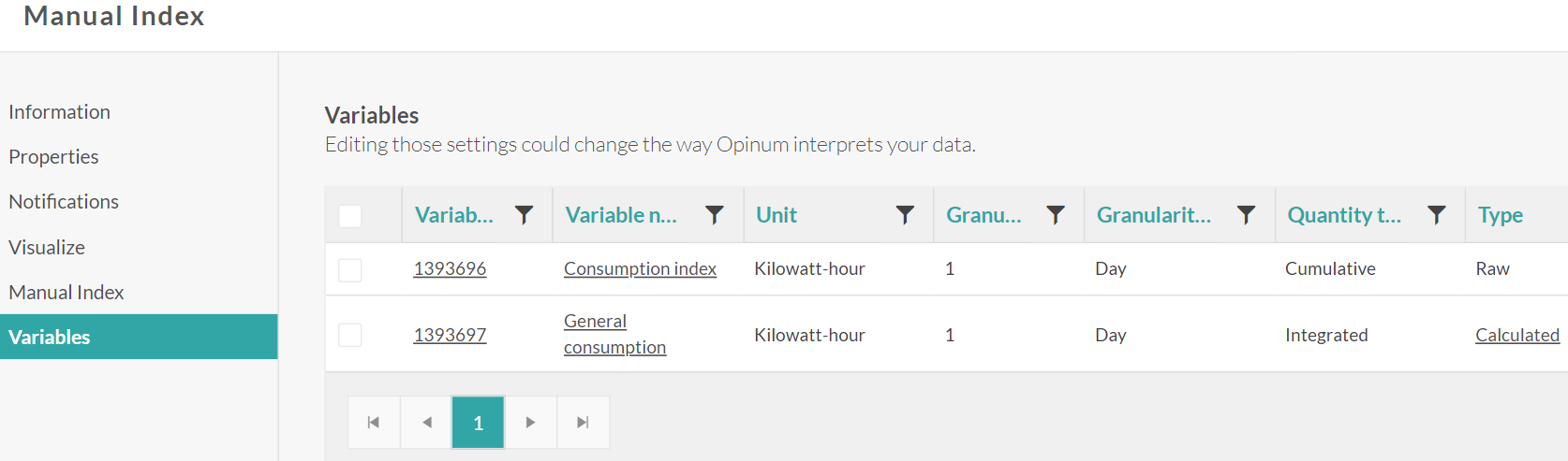 Manual Index Variables